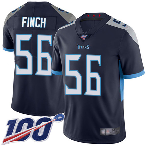 Tennessee Titans Limited Navy Blue Men Sharif Finch Home Jersey NFL Football #56 100th Season Vapor Untouchable